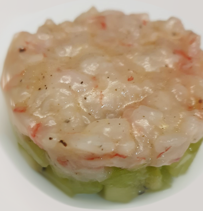 Tartare di gamberi rossi di Sicilia e Kiwi